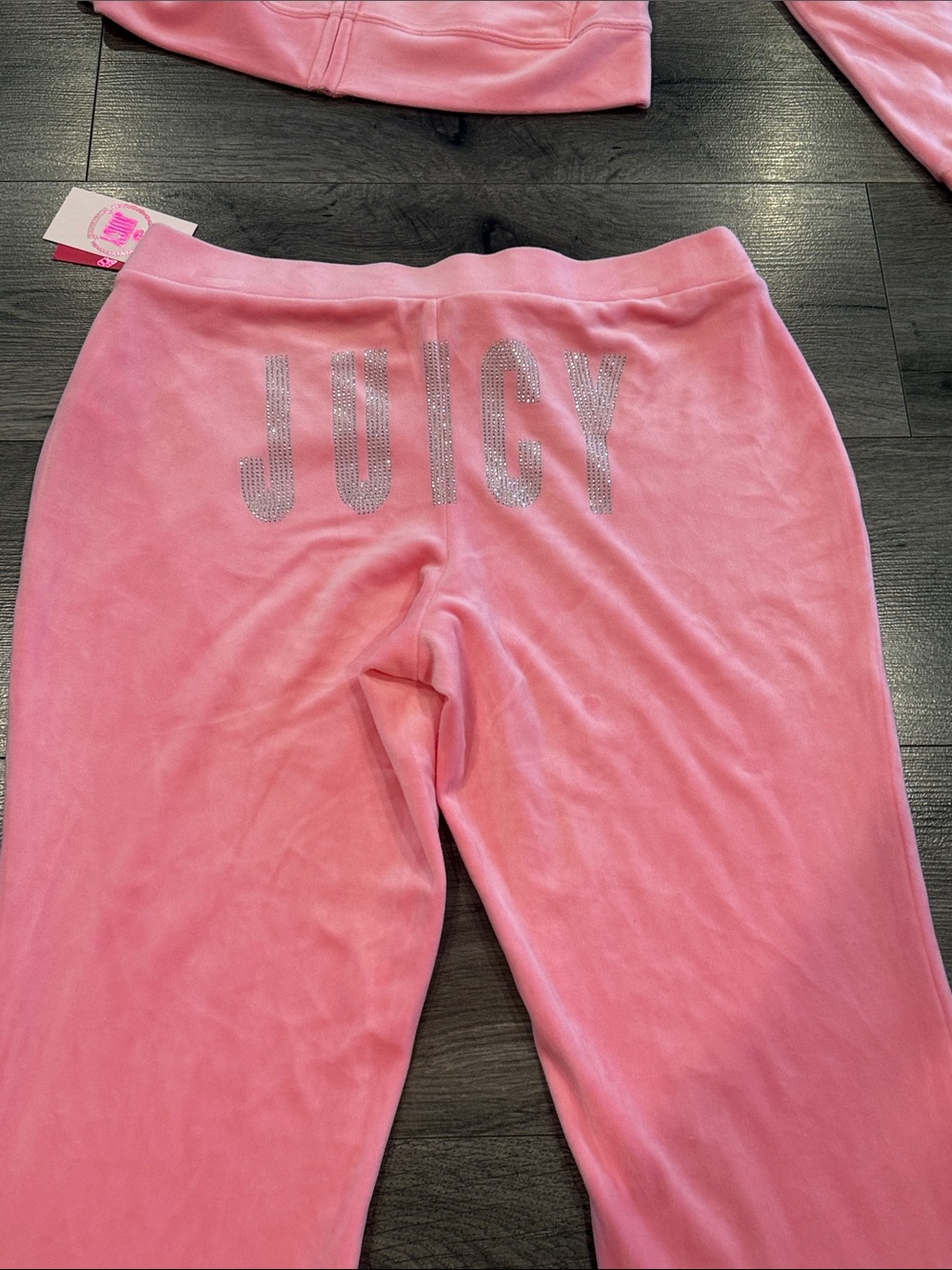 Juicy Couture Pink Velour Hooded Tracksuit Set with Rhinestone Logo - Picture 4 of 12